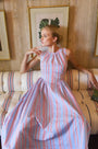 The Nantucket Dress in seaside stripe on model