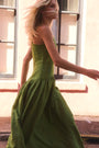 The Newberry Dress, spaghetti strap linen midi dress, in Glass Green.