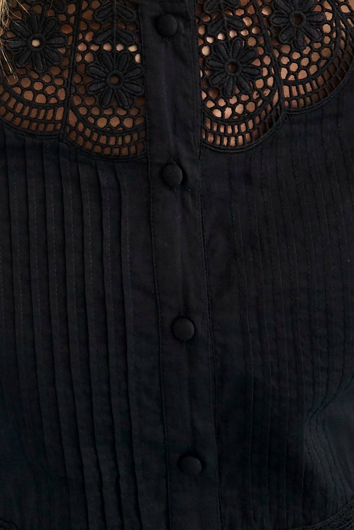 Close up of the Newton Dress in Onyx. 