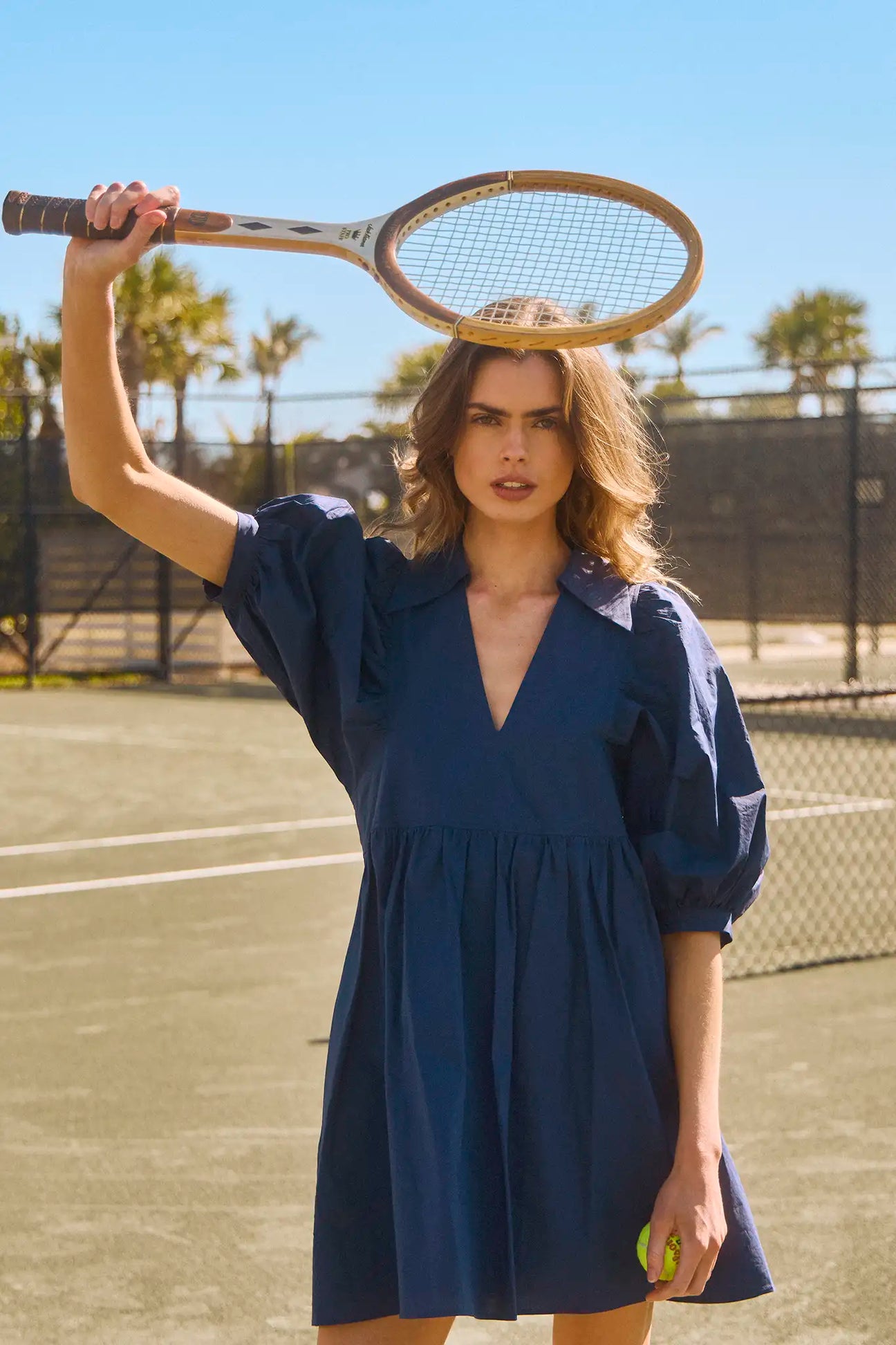 The Noah Dress is relaxed-fit with a collared v-neckline, subtle bust seam, and hidden hip pockets.