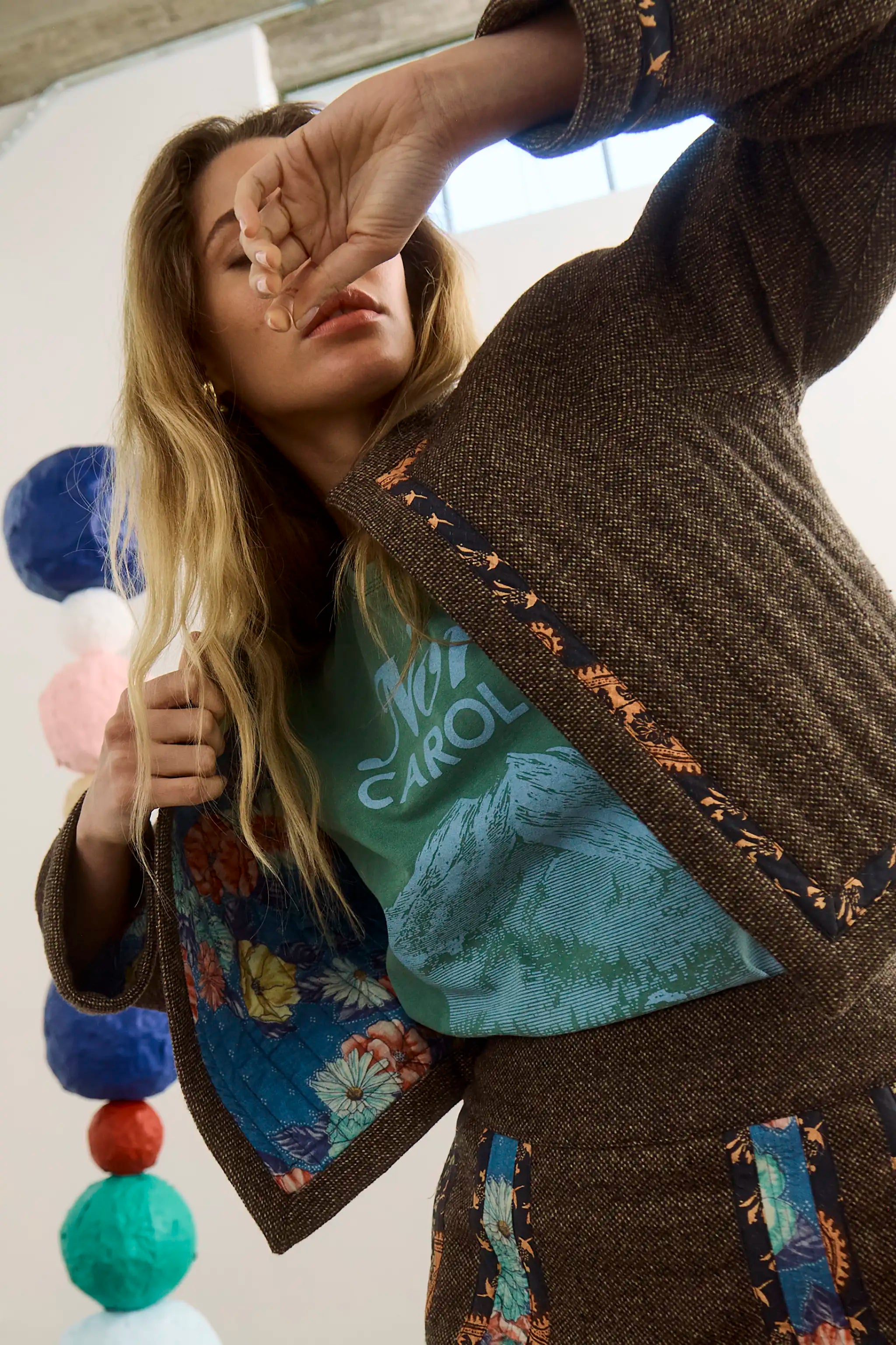 The Watts Jacket in High Country Tweed paired with the North Carolina Tee and matching skirt. 