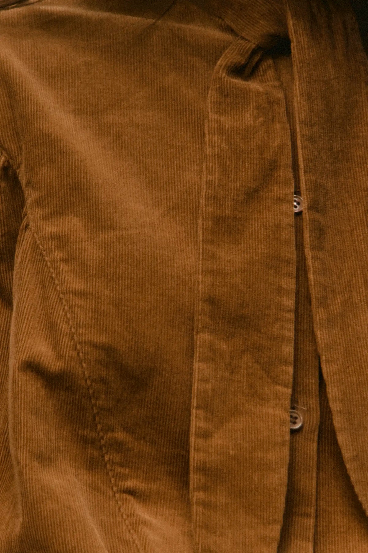 Close up of the Odessa Shirt in Khaki. 