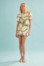 The Olivia Top in Seabreeze Ikat Green with matching Britt Mini Skirt.