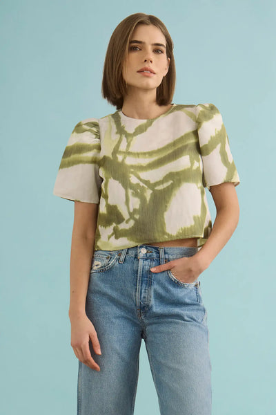 Olivia Top | Green Ikat Top | Hunter Bell