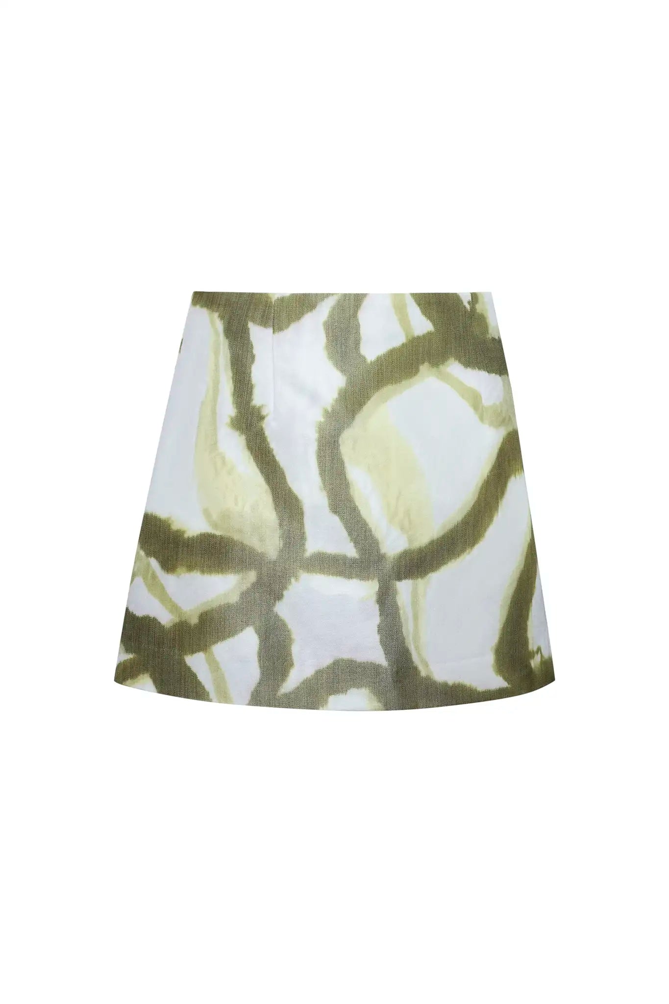 The Britt Mini Skirt in Seabreeze Ikat Green. 