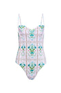 Underwire One-Piece Swimsuit in Pink Trellis.