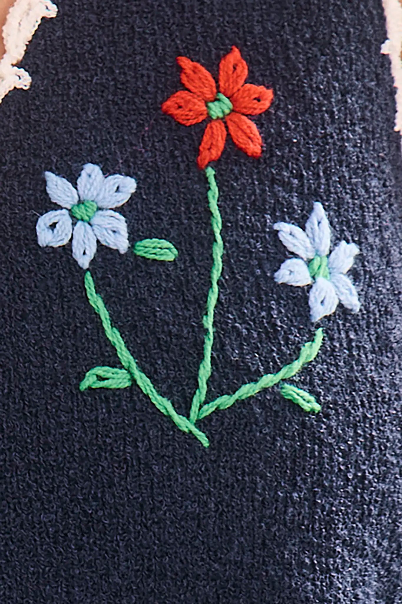 Close up of the embroidery on the Paget Tank.