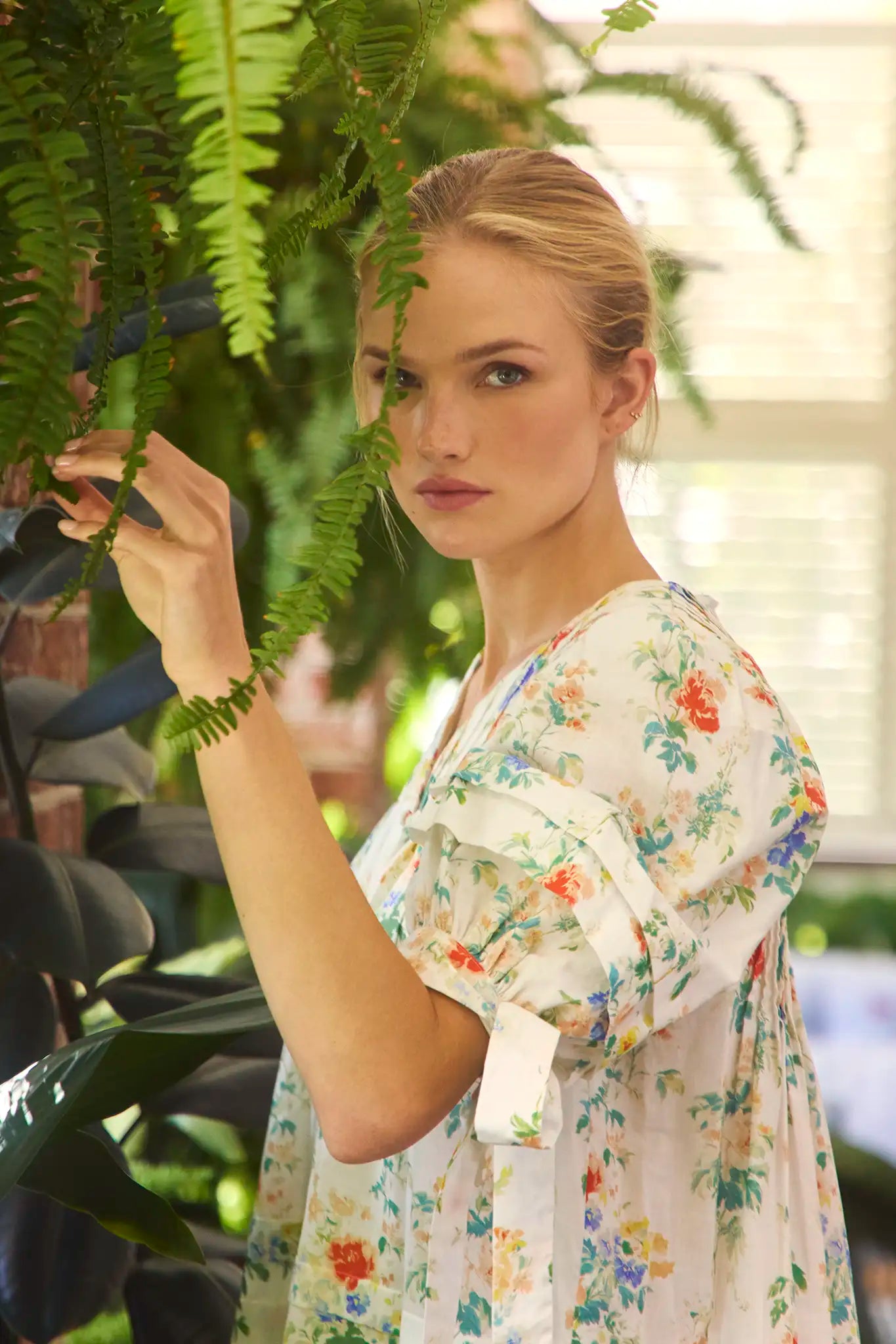 The Paige Dress in Falling Blossom on model