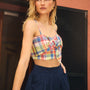 The Faye Short in Deep Sea paired with Pearl Top in Harbor Club Madras.