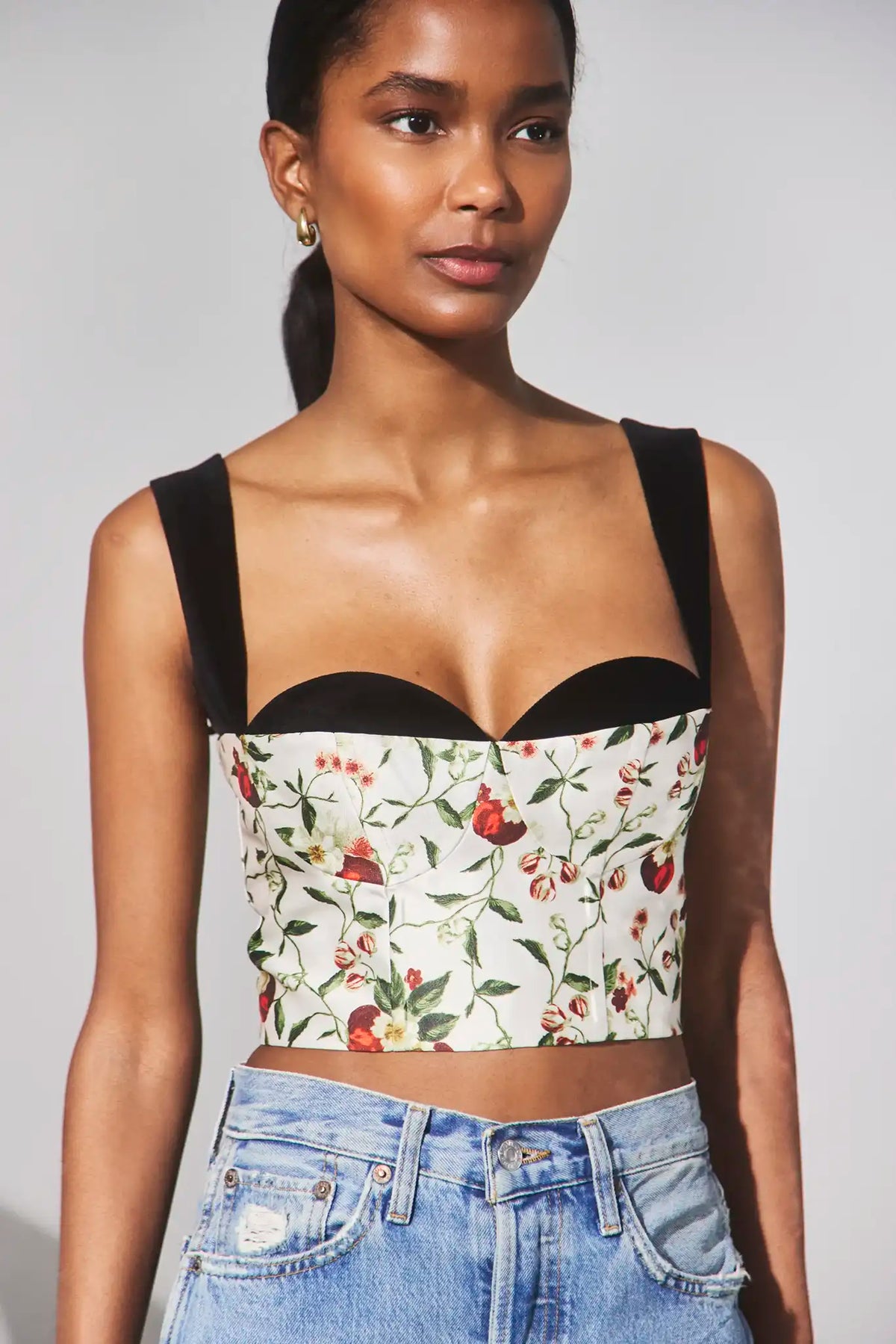The Nolita Skirt in Camellia Ivory paired with denim.