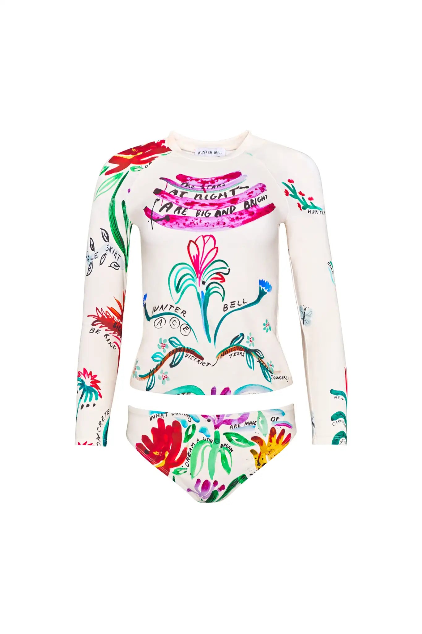 A long sleeve rash guard in our custom anniversary print.