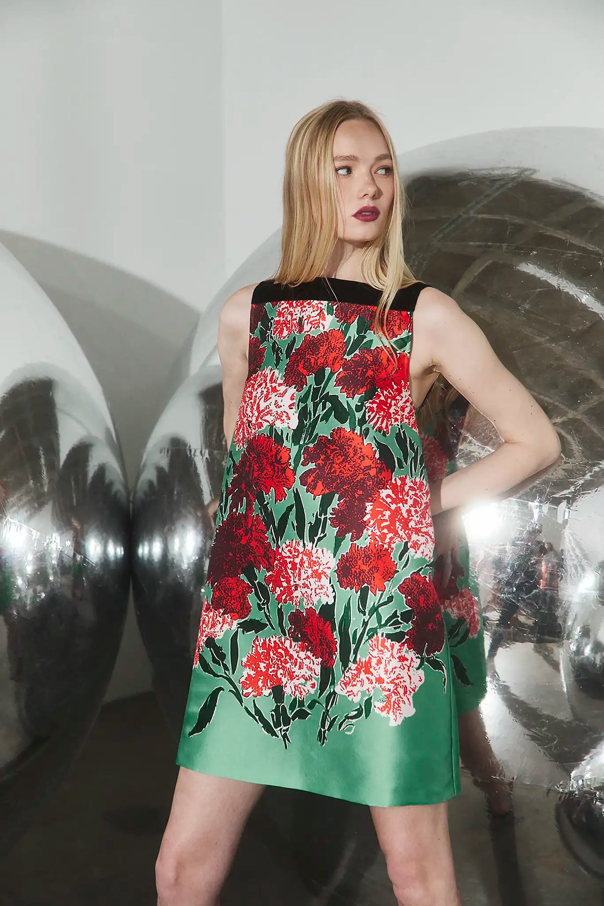 The Roarke Dress in Evergreen Conservatory. 
