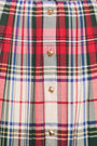 Close up of the Harlan Skirt in Kensington Plaid Crimson. 