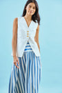 The Roma Vest paired with Alyssa Skirt in Sailing Stripe 