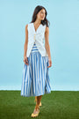The Roma Vest paired with Alyssa Skirt in Sailing Stripe 