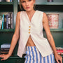 The Roma Vest paired with Juno Pant in Sailing Stripe 