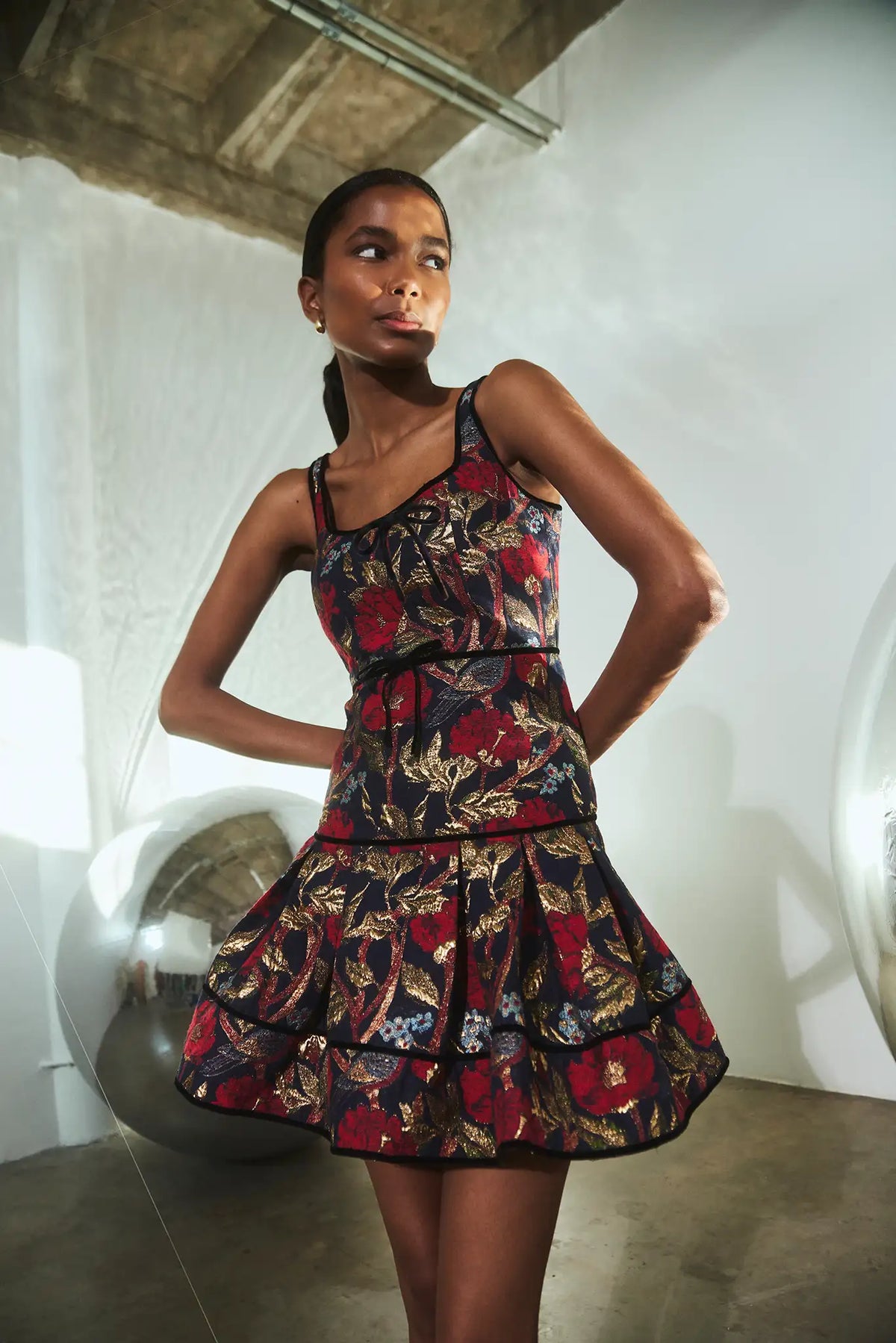 The Rosalind Dress in Palais Floral Gold.