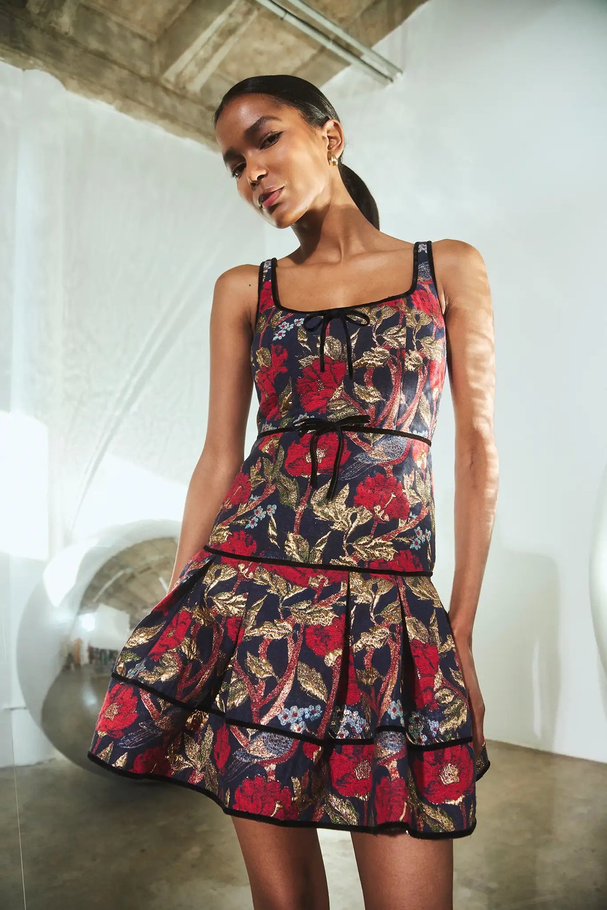 The Rosalind Dress in Palais Floral Gold.