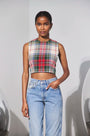 he Royce Top in Kensington Plaid Crimson paired with the denim.
