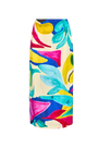 A midi pencil silhouette in our Stroke of Spring print. With a clean back vent and zipper closure.