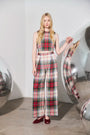 The Ridley Pant in Kensington Plaid Crimson paired with the Royce Top.