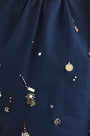 Close up of the Rue Blouse in Atelier Splatter Navy.