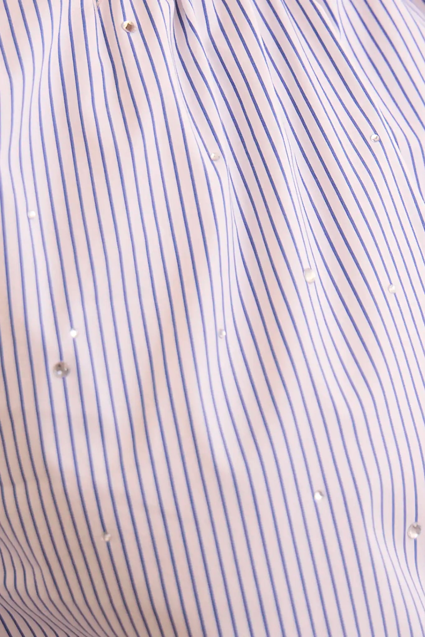 Close up of the Rue Blouse in Starlight Embellished Stripe.