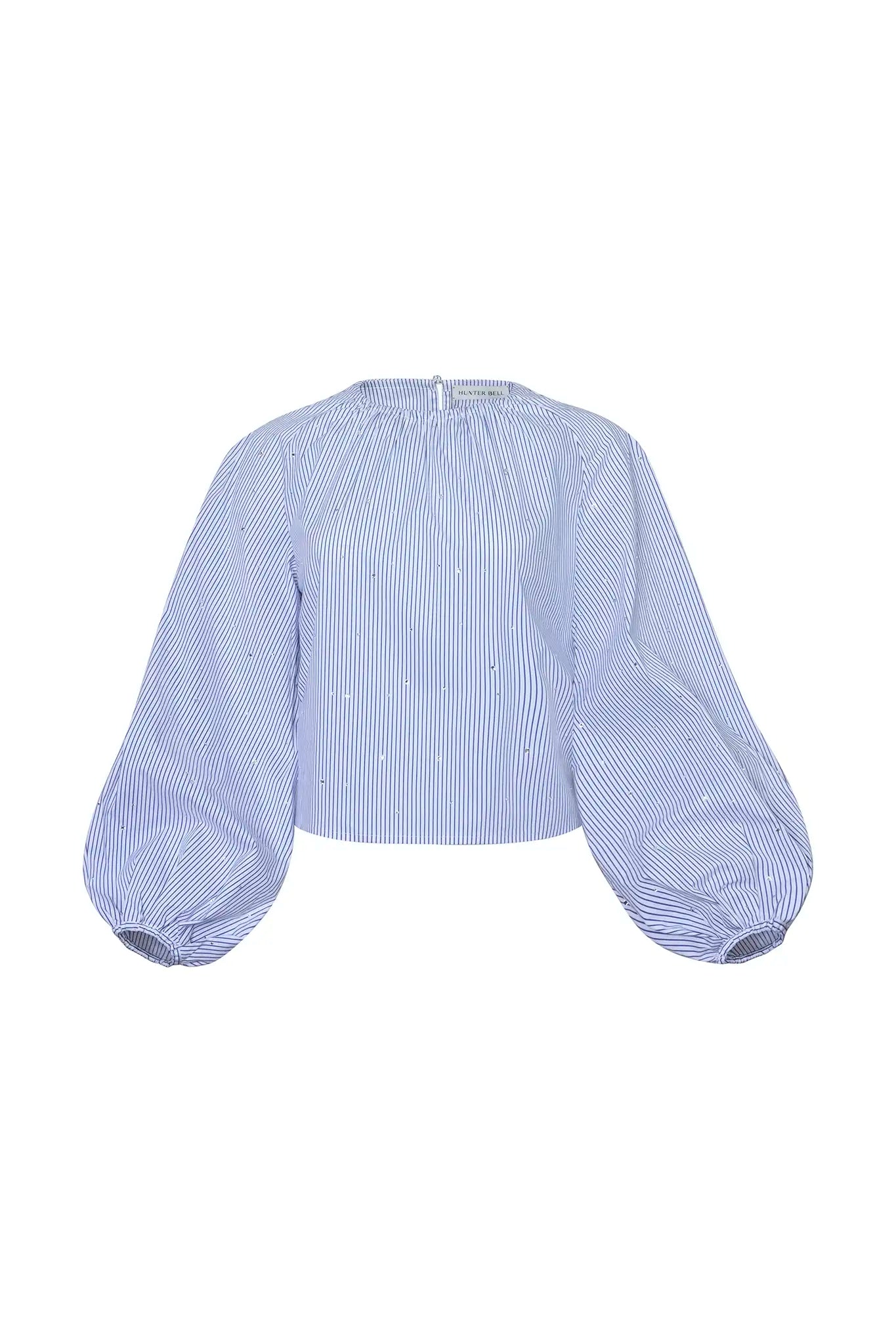 The Rue Blouse in Starlight Embellished Stripe.