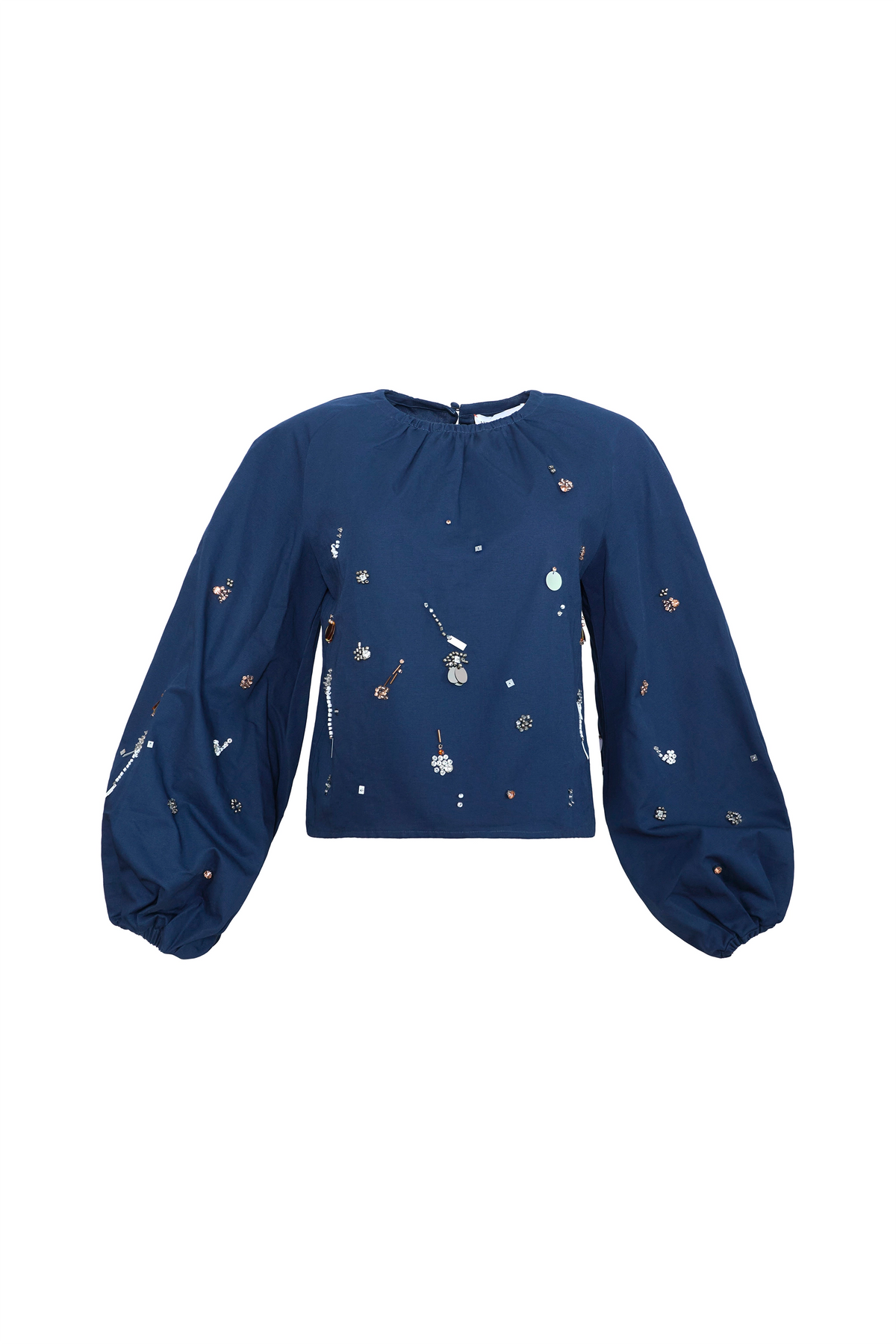 The Rue Blouse in Atelier Splatter Navy.