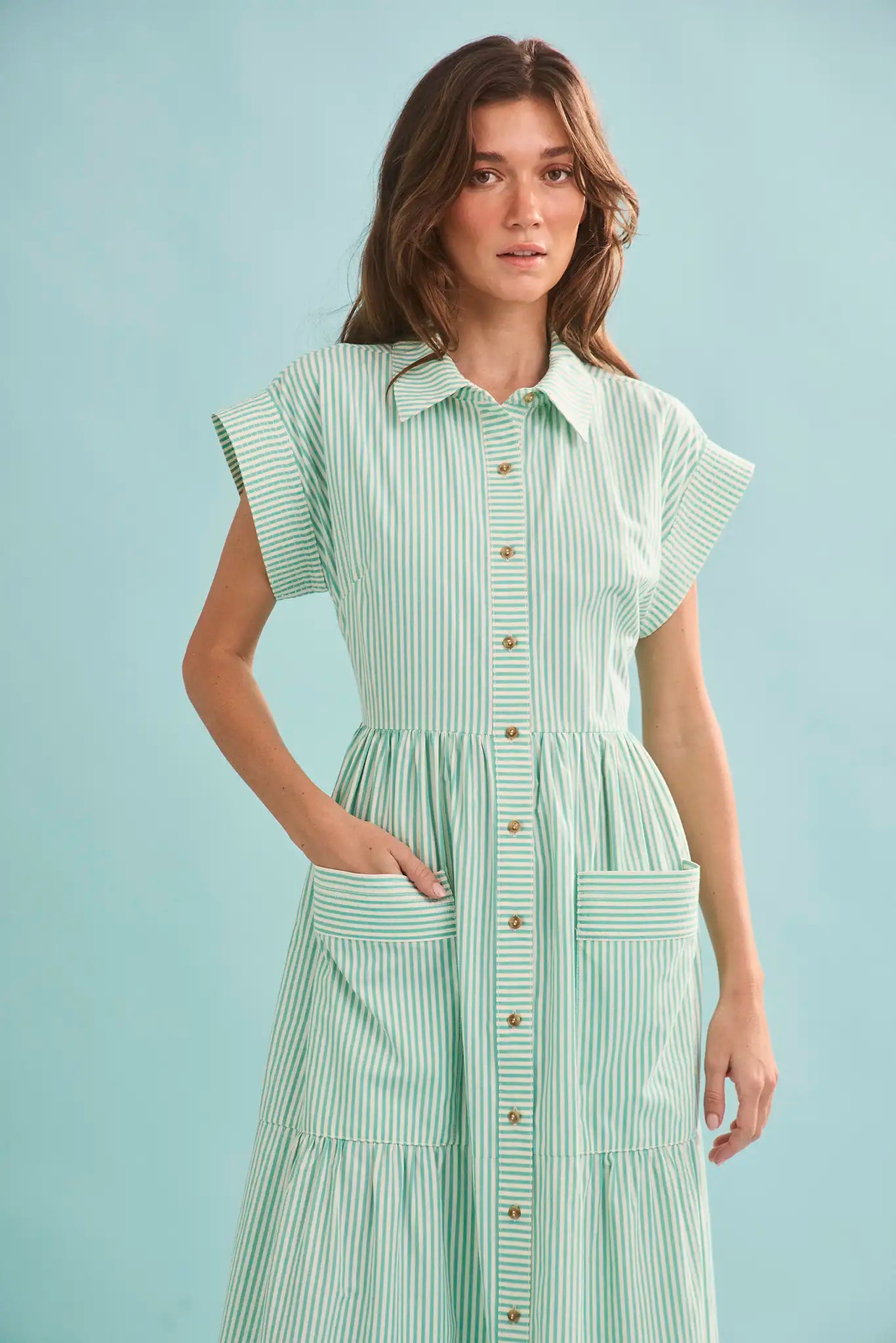 The Sarah Dress in Saltwater. 