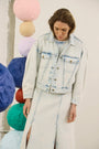 The Solene Jacket in Washed Blue Denim paired with matching Sedona Dress. 