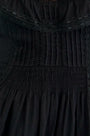 Close up of the Selena Dress in Onyx. 