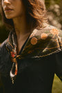 The Selena DRess in Onyx paired with the Found Heirloom matching scarf. 