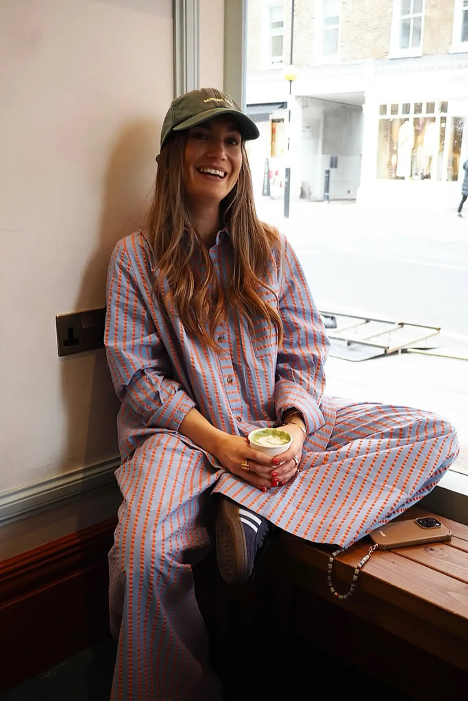 @ninacachia in the Miles Shirt and Dasha Pant