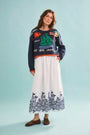 The St. Georges Sweater paired with Whisper Pant in White Rose Fence.