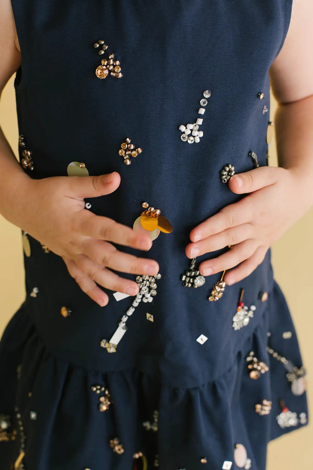 Kids Ellie Dress in Atelier Splatter Navy.