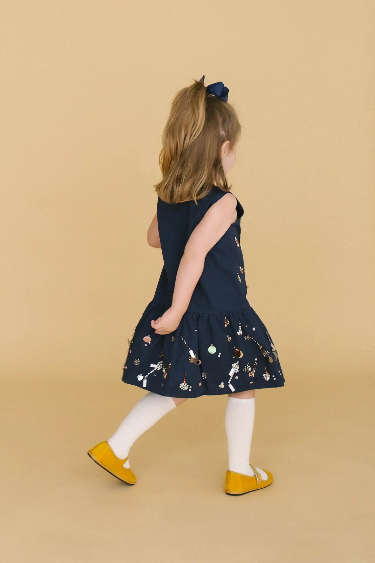Kids Ellie Dress in Atelier Splatter Navy.