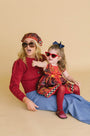 Natalie Steen in the Bobble Sweater and Birds of a Feather Maroon scarf.