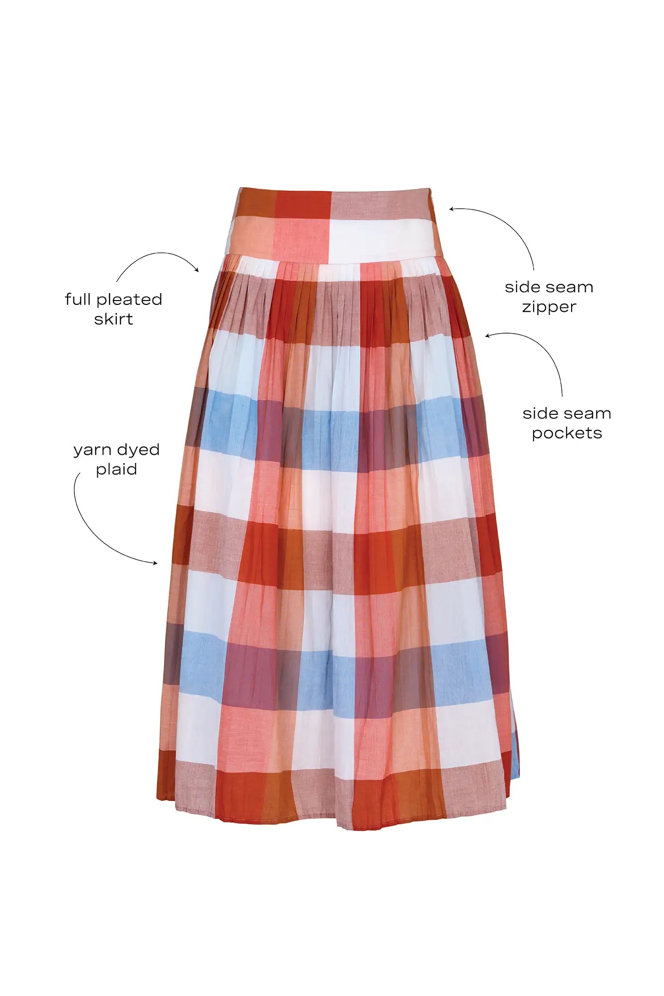 スカート MADISON CHECK SKIRT-PANTS Stratton Skirt | Plaid Midi Skirt | Hunter Bell