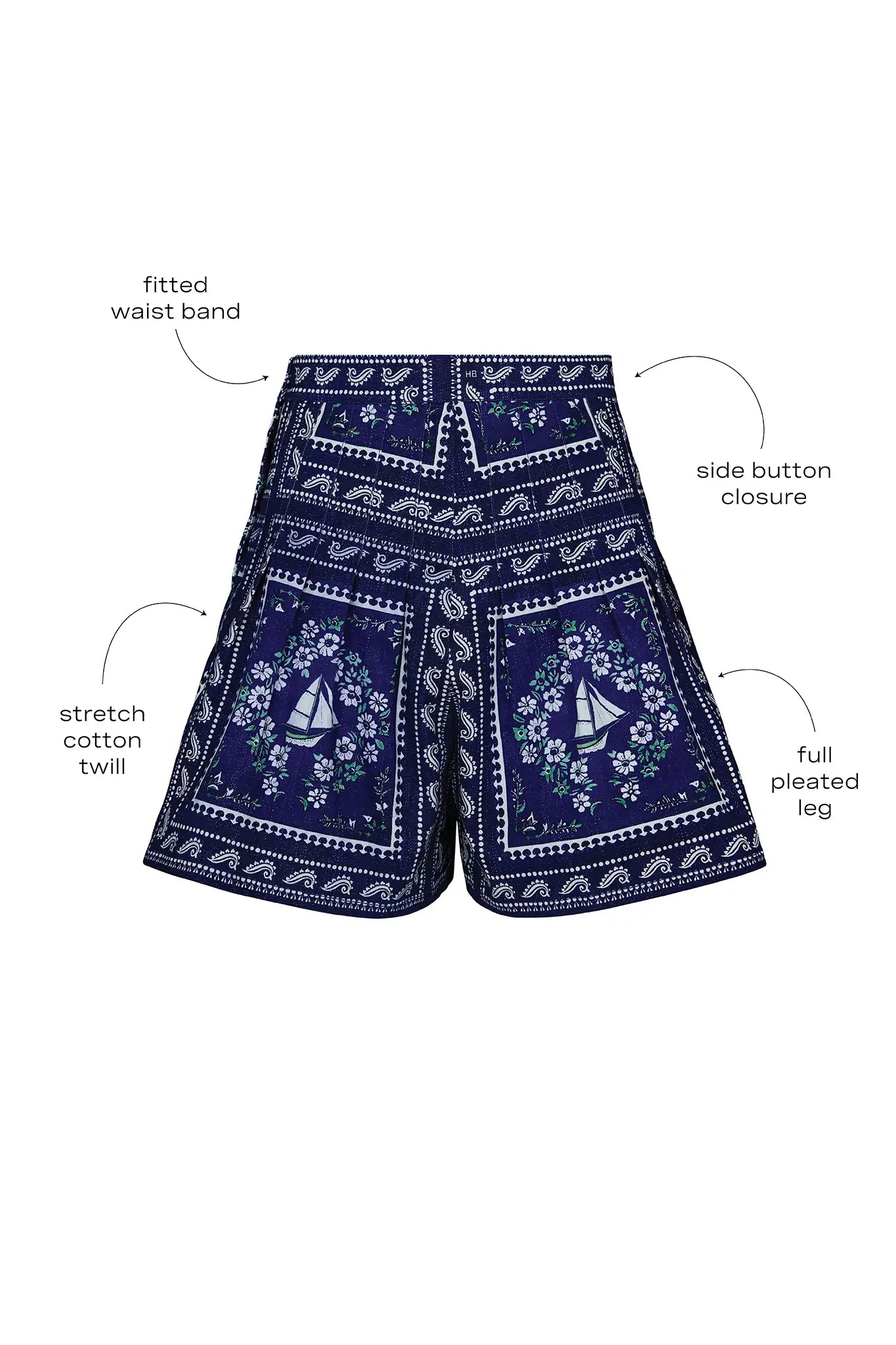 ボトムス House on the Hill Short Pants (Navy) Willa Short | Navy Patterned Shorts | Hunter Bell