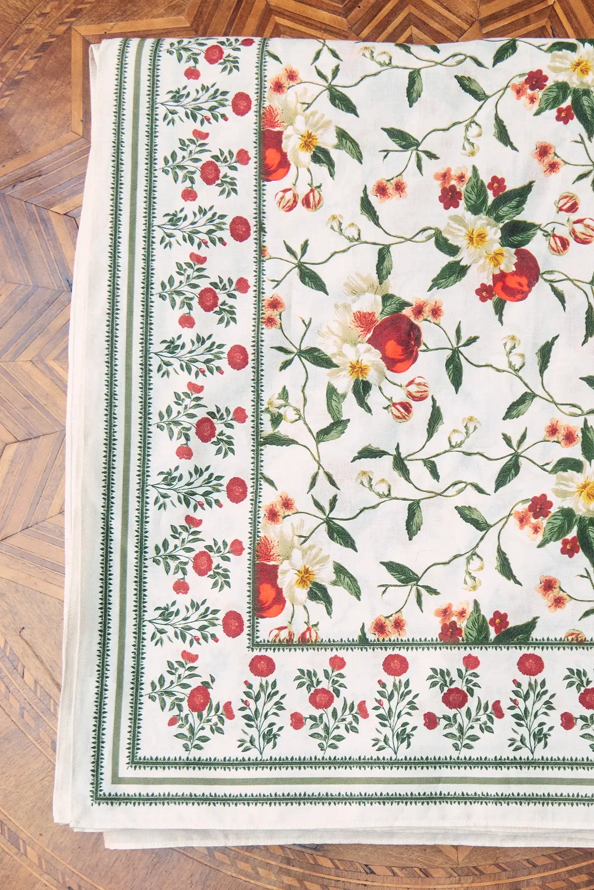 The Camellia Table Cloth in Camellia Ivory.