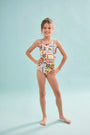 The Kids Tank Swimsuit in Coastal Conversation