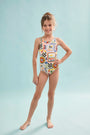 The Kids Tank Swimsuit in Coastal Conversation