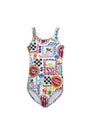 The Kids Tank Swimsuit in Coastal Conversation