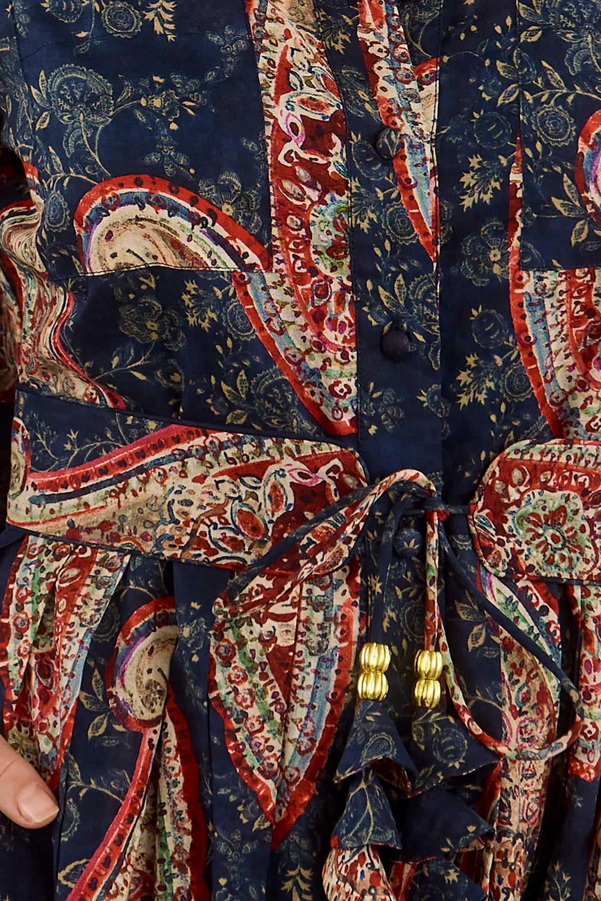 Close up of the Tenley Dress in Twilight Paisley.
