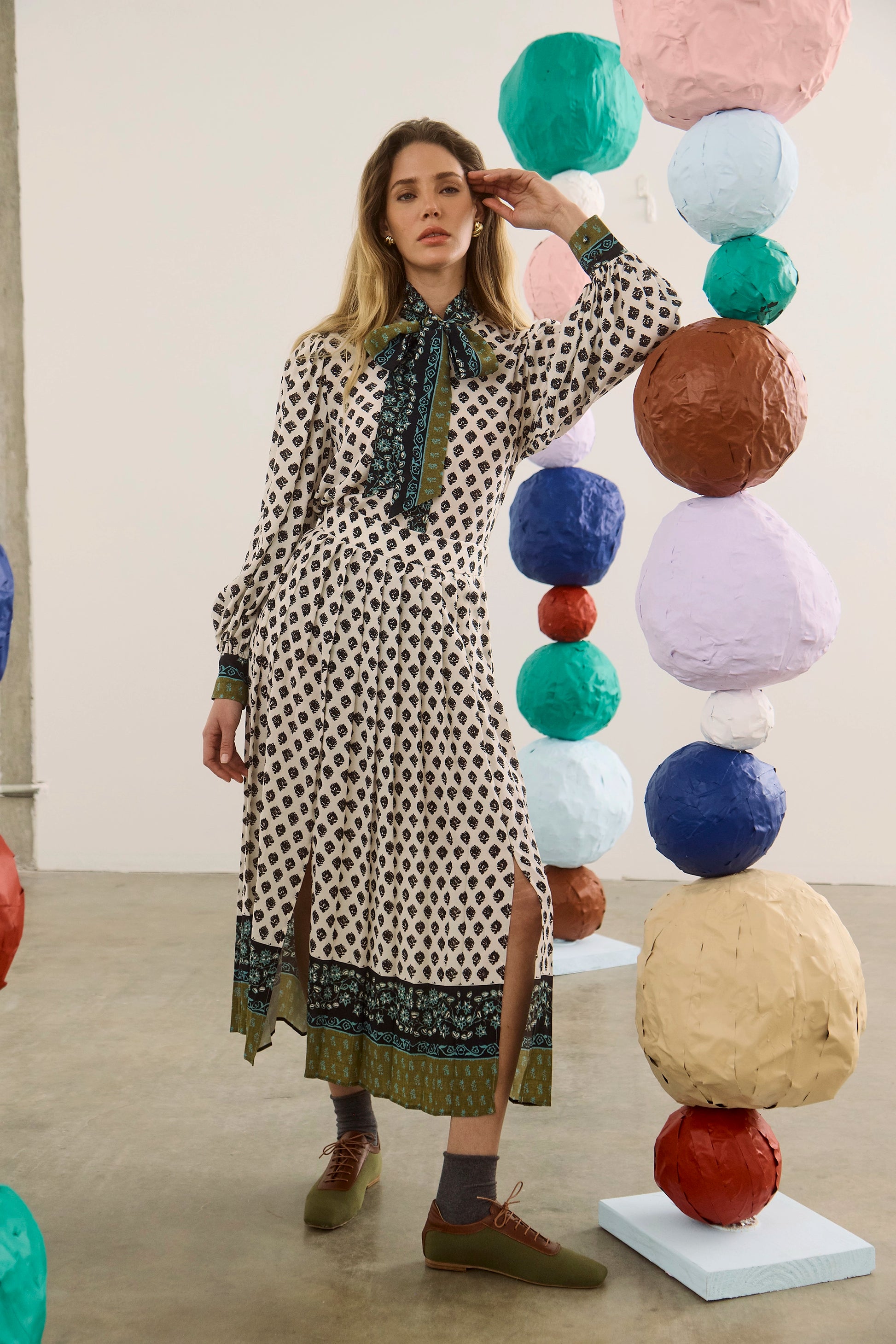 The Dominic Skirt in Thistle & Vine Cream paired with the matching Tess Blouse. 