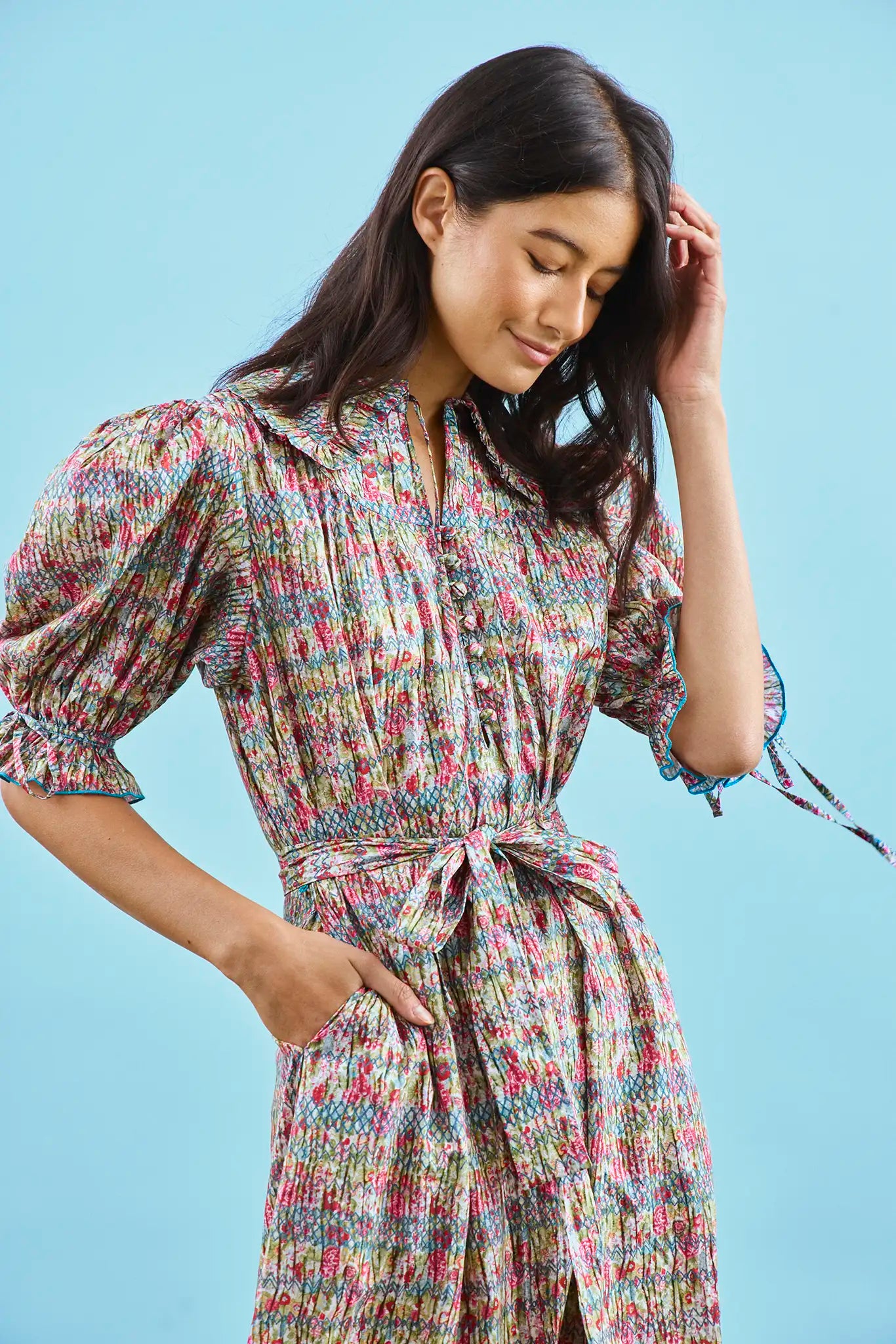 high waist smock a line dress Theresa Dress
