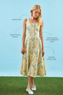 The Thompson Dress in Garden Rose Periwinkle with call outs.