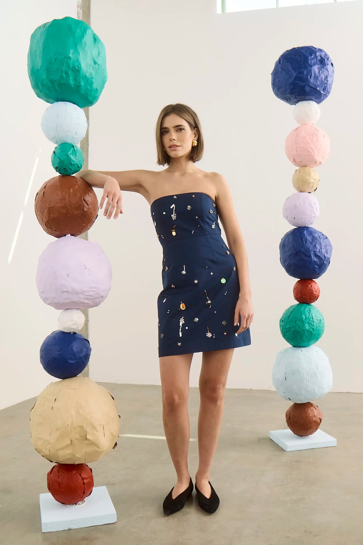 The Tori Dress in Atelier Splatter Navy. 