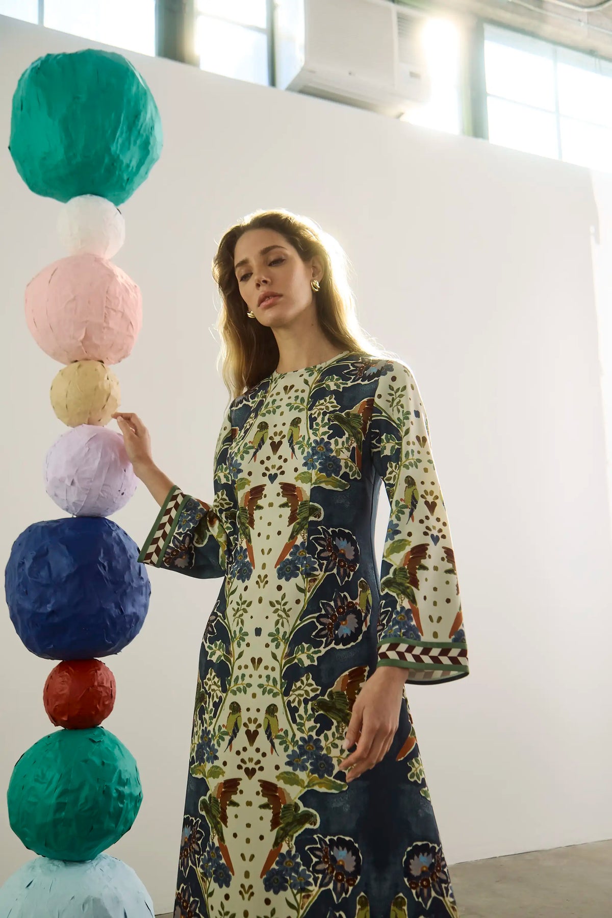 The Townes Dress in Birds of a Feather Navy. 